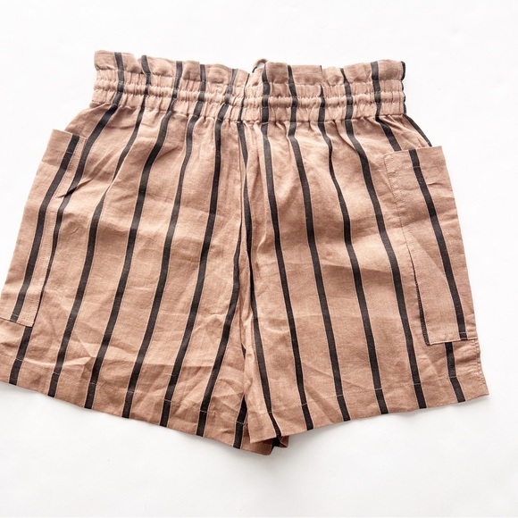 2/25 Mango Ramie-Blend Striped Shorts Striped New high waisted - Picture 3 of 7